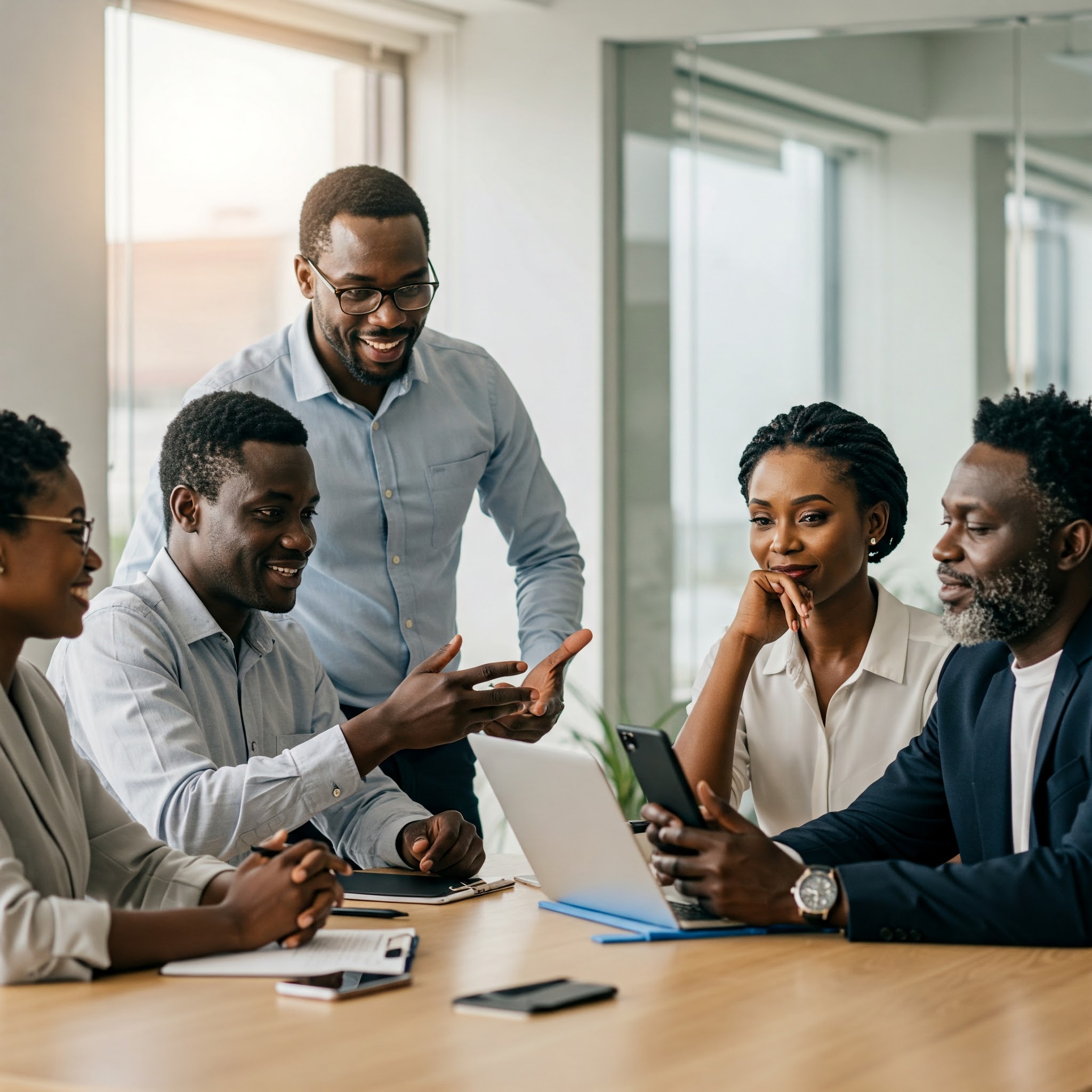 Professional team meeting in modern office